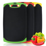 1 x RAW Customer Returns Cutting board set 3 pieces Black plastic cutting board with juice grooves and non-slip handles Cutting Boards Large Antibacterial Kitchen board BPA-Free for the kitchen fruit vegetables meat - RRP €21.99