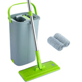 1 x RAW Customer Returns EasyGleam Mop Wringing Bucket Set - Flat Microfiber Mop with Stainless Steel Handle, Bucket with Two Chambers, Wet and Dry, 2 Reusable Mops, All Types of Floors - RRP €40.32