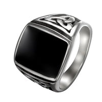 1 x RAW Customer Returns Flongo men s ring men s ring men, stainless steel ring stainless steel ring band ring black silver thumb ring men s rings seal Irish Celtic knot motorcyclist biker men men s accessories 65MM - RRP €24.0