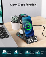 1 x RAW Customer Returns Wireless Charger Station - 4 in 1 Wireless Charger Stand with Alarm Clock, Charging Dock for iPhone 15 14 13 12 11 Pro Max XR 8 Plus Samsung Phone, for AirPods Pro, Apple Watch 9 8 7 6 5 SE 4 3 2 - RRP €37.76