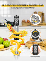 1 x RAW Customer Returns Benefast Electric Hand Blender 6 in 1 Stainless Steel Hand Blender Set, 1000W Strong Power, 12 Speeds Turbo Button Blender for the Preparation of Salads, Soups and Dough - RRP €39.99