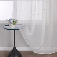 1 x RAW Customer Returns Yujiao Mao Pack of 1 Embroidery Curtains in Leaves Pattern with Loops Curtains W x H 140 x 145 cm Sand - RRP €17.14