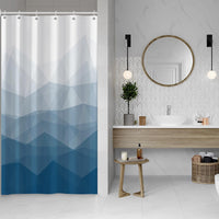 1 x RAW Customer Returns MIRRORANG 140x180cm Blue Fabric Shower Curtain Marine Ombre Geometric Mountain Shower Curtain for Bathroom Waterproof Polyester Fabric Set with Hooks - RRP €20.4