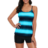 1 x RAW Customer Returns Durio Swimsuit Women s Tummy Control Woman Swimwear Swimsuits Tankinis Tankini with Hot Pants Swimwear Two-Piece with Stripes, Blue and Black Mixture, EU 44 Label XXL  - RRP €38.3