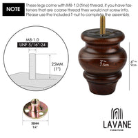 1 x RAW Customer Returns La Vane 9cm Wooden Table Legs, 4 Pack Glaze Spindle Solid Wood Replacement Furniture Feet Ball Feet with Pre-Drilled M8 5 16 Bolts Mounting Plates Screws for Sofa Bed Cabinet Couch - RRP €20.16