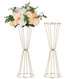 1 x RAW Customer Returns Sziqiqi Flower Stand for Wedding Decoration - 60cm Gold Geometric Trumpet Vases for Table Set of 2 Metal Display Flower Column for Wedding Birthday Party Large Flower Stand for Artificial Flowers - RRP €38.24