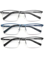 1 x RAW Customer Returns MODFANS Pack of 4 Men s Reading Glasses, Anti Blue Light Glasses, Made of Stainless Steel Metal, Lightweight, Clear Vision, with Case - RRP €58.8