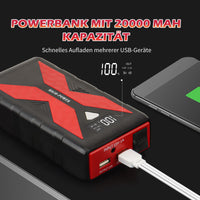 1 x RAW Customer Returns KOONLONG jump starter power bank, 800A 12V car jump starter battery booster starter power bank with jump cable and kit bag, 20000 mAh car battery power bank for 6.0L petrol and 4.0L diesel engines - RRP €37.3