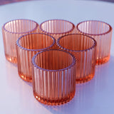 3 x Brand New Vohocandle Pink Tealight Candle Holders Set of 6, Vintage Tealight Candle Holders Bulk Pack for Wedding Party Home Decoration, Glass Candle Holders for Table Decoration Pink, 7cm x 6.5cm  - RRP €60.48