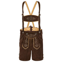 1 x RAW Customer Returns TR Martha children s short leather trousers - traditional trousers for boys - size 92-140 - short children s leather trousers with suspenders - Oktoberfest trousers - traditional leather trousers dark brown 128  - RRP €45.28