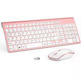 1 x RAW Customer Returns JOYACCESS Wireless Keyboard 2.4GHz Ultra Thin Compact Keyboard Set Mouse Portable Silent 2400dpi Ergonomic Wireless for PC Smart TV Computer AZERTY Pink White - RRP €20.4