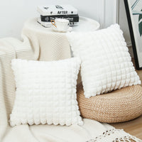 1 x RAW Customer Returns Mandioo Set of 2 Super Soft Plush Faux Fur Decorative Cushion Lumbar Cushion Covers 30 x 50 cm White Plaid Texture Modern Luxury Cushion Cover Sofa Cushion Decorative Couch Cushion Cushion Cover for Sofa Couch - RRP €19.86