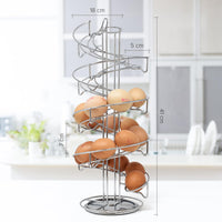 1 x RAW Customer Returns joeji s Kitchen Egg Cups for Kitchen with Non-Slip Base Space-Saving Chrome Egg Holder with Capacity for More than 3 Dozen Eggs Spiral Egg Holder  - RRP €25.98