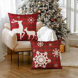 1 x RAW Customer Returns JOTOM Christmas Cushion Covers 50x50cm Holiday Winter Christmas Gift Red Black Check Merry Christmas Cushion Covers for Christmas Decoration Sofa Decoration Pack of 4 Snowflake  - RRP €20.4