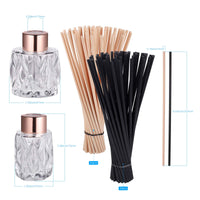 1 x RAW Customer Returns Set of 4 glass diffuser bottles, glass bottles for room fragrance diffuser with 100 pieces of rattan sticks, diamond design empty diffuser bottle with fragrance sticks, container for essential oils - RRP €19.1