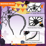 6 x Brand New Kidukso Spider Web Headwear Necklace Set Spider Lace Hair Accessories Headdress Grid Necklace Adjustable Headwear Choker Set for Men Women Dress Up Party Halloween Cosplay Black - RRP €36.24