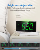 1 x RAW Customer Returns Mesqool Night Light Alarm Clock, Travel Alarm Clock, Loud Alarm Plug-in Clock, 7 Digital LED Display, Large Colored Night Light, Brightness Control Alarm Volume Adjustable, 12 24 H, 2 USB Power Ports, Snooze - RRP €26.21