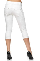 1 x RAW Customer Returns Elara Damen 3 4 Jeans Slim High Waist Capri Hose Chunkyrayan C9362D-F1 White-44 2XL  - RRP €37.26