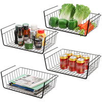 1 x RAW Customer Returns Tebery Pack of 4 Undershelf Storage Basket, Hanging Basket, Undershelf Hanging Metal Wire Basket Organizer for Kitchen, Pantry, Desk, Bookshelf, Black - RRP €25.2