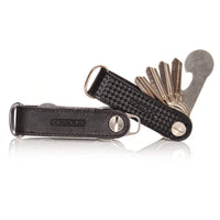 1 x RAW Customer Returns DONBOLSO One I Key Organizer with shopping cart release I Case for 1-7 keys I Leather I Stainless steel screw I Carbon - RRP €23.82