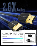 1 x RAW Customer Returns Stouchi Ultra Thin HDMI 2.1 Cable 8K 2M, Hyper Slim HDMI 2.1 Cable, Extremely Flexible HDMI Cable, Supports 10K 8K120 4K120 144 Hz, eARC HDR10 4 4 4 HDCP 2.2 2.3 Dolby Compatible with PS5 Xbox 2-Pack - RRP €36.54