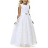 1 x RAW Customer Returns TYHTYM Flower Girl Dress Pageant Bridesmaid Dress Wedding Lace Dress Prom Dress Girls Party Dress Flutter Sleeve Ivory 10-11 years, ivory  - RRP €47.38