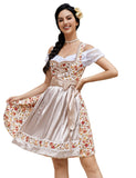 1 x RAW Customer Returns Clearlove Dirndl ladies midi 3-piece traditional dress for Oktoberfest, Carnival, THREE pieces dress, blouse, apron REUSABLE packaging , flowers, 36 - RRP €72.99