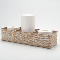 1 x RAW Customer Returns Seagrass Storage Basket Rectangular Shelf Baskets Natural Woven Braided for Organizing Toilet Paper Whitewash 42cm x 14cm x 9cm  - RRP €20.99