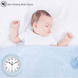 1 x RAW Customer Returns Topkey Silent Wall Clock Kitchen 9 Inch Retro Non-ticking Decorative Bedroom Office Wall Clock- Light Blue - RRP €15.24