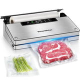 1 x RAW Customer Returns Bonsenkitchen vacuum sealer, powerful vacuum sealer with 5 modes, 8 L min, Globefish technology for continuous work at high speed, fast vacuum, roll storage with cutter, 125W - RRP €69.99