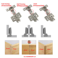 3 x RAW Customer Returns LOOTICH 90 degree internal stop 26mm soft close hydraulic mini hinge automatic hinges with integrated damper cabinet door hinges concealed hinge for kitchen cabinet wardrobe 4 pieces - RRP €28.95