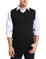 1 x RAW Customer Returns iClosam Men s Sweater Vest Winter V-Neck Cotton Vest Casual Sleeveless Pullover Knitted Sweater Sweatshirt Men A-Black,XXL - RRP €21.73