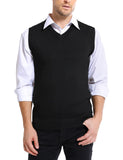 1 x RAW Customer Returns iClosam Men s Sweater Vest Winter V-Neck Cotton Vest Casual Sleeveless Pullover Knitted Sweater Sweatshirt Men A-Black,XXL - RRP €21.73