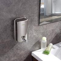 1 x RAW Customer Returns AIKE soap dispenser wall mount, 500ml stainless steel soap dispenser wall mount, hygienic easy-push soap dispenser polished stainless steel - RRP €24.99