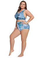 1 x RAW Customer Returns Hanna Nikole Women Push Up Bikini Sets Printed Beachwear with Removable Bust Pads Blue 42 - RRP €43.25