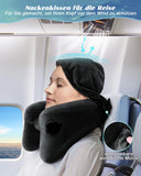 1 x RAW Customer Returns JefDiee Travel Pillow Neck Pillow Inflatable Neck Pillow for Airplane Adult Neck Pillow - Fast Inflatable Pillow with Headrest, Hat, Luxury Bag, Black - RRP €20.16