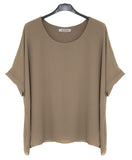 1 x RAW Customer Returns Van Der Rich - Mousseline blouse with lining - Women Brown, L-XL  - RRP €22.9