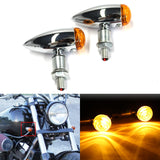 1 x RAW Customer Returns JMTBNO 2x Motorcycle Turn Signals Chrome Lights Motorbike Bullet Retro Mini Indicators 12V Universal Waterproof for Street Bike Cruiser Chopper Bobber Scooter - RRP €23.44