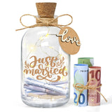 1 x RAW Customer Returns Ulikey LED bottle light wedding, money gifts wedding packaging, wedding fund money box personalized, wedding gifts money light bottle for bride and groom and newly married couples Just Married  - RRP €17.99