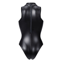 1 x RAW Customer Returns LEOHEX Monokini Metallic Shiny Spandex Leotard Sexy Sheer Rave Hot Body High Neck Cute One Piece Swimsuit L, Black  - RRP €40.33