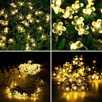 1 x RAW Customer Returns Qedertek Solar Fairy Lights Outdoor 7M 50 LED Flower Fairy Lights Outdoor Solar Waterproof IP65, 8 Modes Solar Fairy Lights for Garden, Patio, Balcony, Trees, Weddings, Party Decoration Warm White  - RRP €13.99