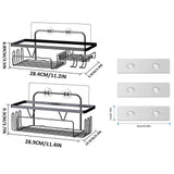 6 x Brand New Homlynn shower caddy without drilling, set of 2 shower caddy without drilling made of stainless steel, self-adhesive for the bathroom and kitchen - shampoo holder, dad room baskets, shower shelf black - RRP €122.4