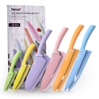 1 x RAW Customer Returns hecef 6 Piece Knife Set, Kitchen Knife Set Colorful Non-Stick, Sharp Knife Set Stainless Steel, Professional Chef s Knife Set with Protective Covers for Chefs Colorful Knife  - RRP €24.19