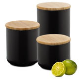 1 x RAW Customer Returns Moritz Moritz 3x storage jars black 400-900 ml - can be written on - 3x ceramic biscuit jars with bamboo lid - ceramic storage jar - RRP €31.61