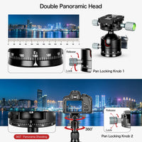 1 x RAW Customer Returns Koolehaoda Panorama Ball Head, 36 mm Ball Diameter Double Panorama Tripod Head 360 Rotatable with 1 4 Screw Quick Release Plate for Tripod, DSLR, Camcorder, Max. Load 15kg - E2H2 - RRP €45.2