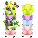 1 x RAW Customer Returns WADEO Plant Tower with Stackable Plant Pots, Vertical Garden with 6 Levels, Stackable Strawberry, Herb, Flower, and Vegetable Planter, Space Saving for up to 12 Plants Colorful  - RRP €49.08