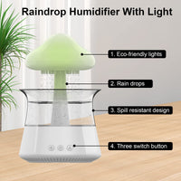 1 x RAW Customer Returns Rain Cloud Humidifier for Bedroom and Large Rooms, Mushroom Oil Diffuser with LED Lights in 7 Colors Can Be Used as Night Light, Raindrop Cloud Humidifier with Remote Control  - RRP €53.29