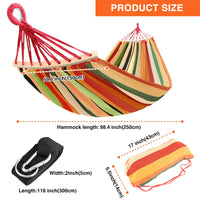 1 x RAW Customer Returns Hammock 200 x 150cm, camping hammock with balance beam, extra large canvas hammock portable with carrying bag up to 300kg for yard garden colorful  - RRP €23.59