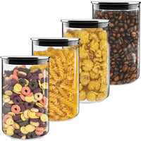 1 x RAW Customer Returns Tebery Set of 4 1.2L storage jars, large borosilicate glass storage containers, storage jars with plastic lids, kitchen storage for pasta, muesli - RRP €17.03