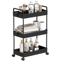 1 x RAW Customer Returns SOLEJAZZ Rolling Cart, 3-Tier Kitchen Cart, Mobile Storage Rack Organizer for Kitchen, Bathroom, Laundry Room, Bedroom, Narrow Spaces, Plastic, with Handles, 22 x 40 x 61 cm, Black - RRP €27.37